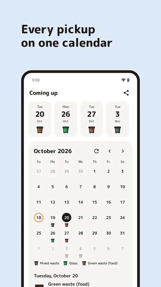 Collection calendar